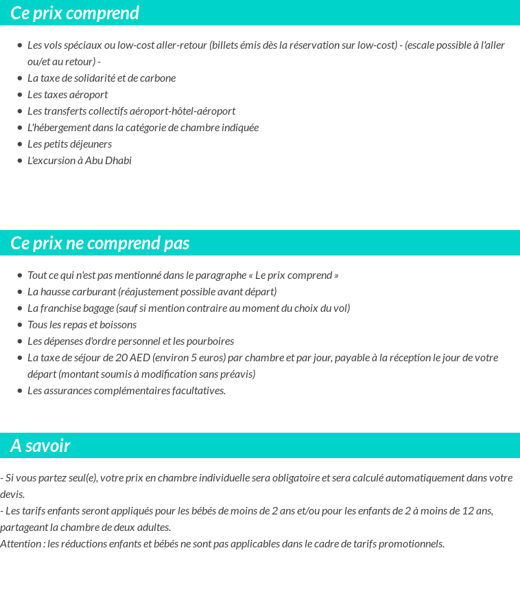 Conditions tarifaires