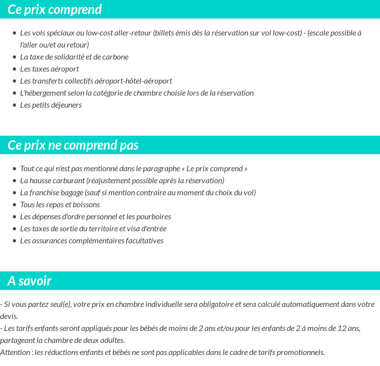 Conditions tarifaires