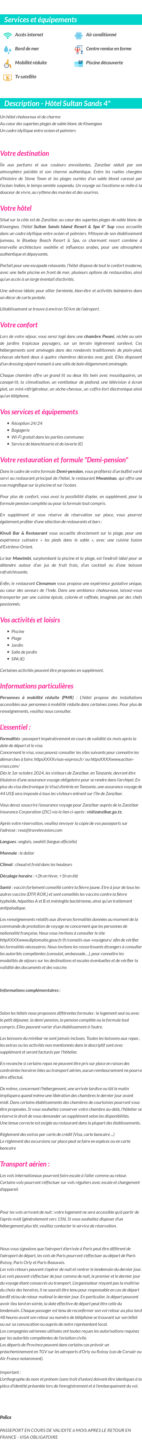 Détails du séjour