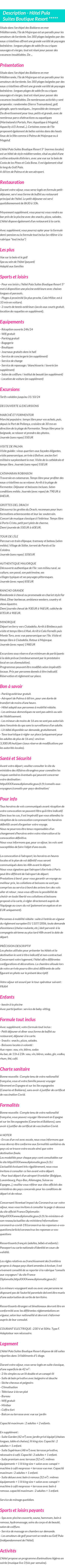 Détails du séjour