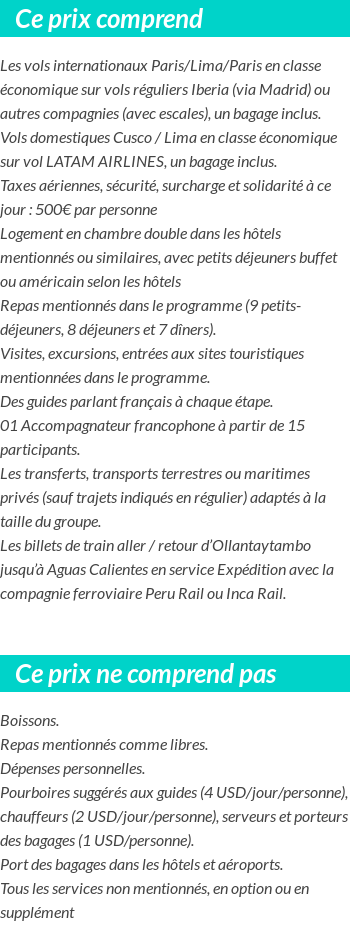 Conditions tarifaires