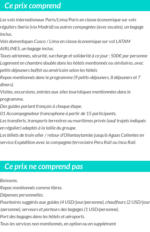 Conditions tarifaires