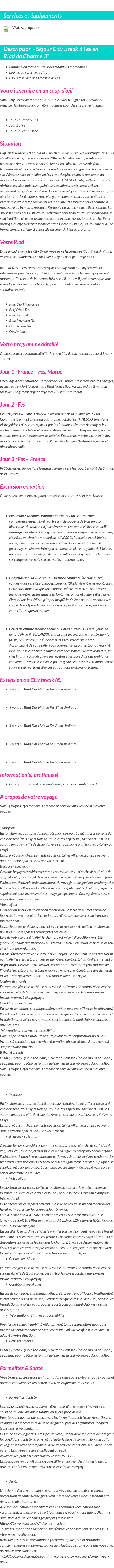 Détails du séjour