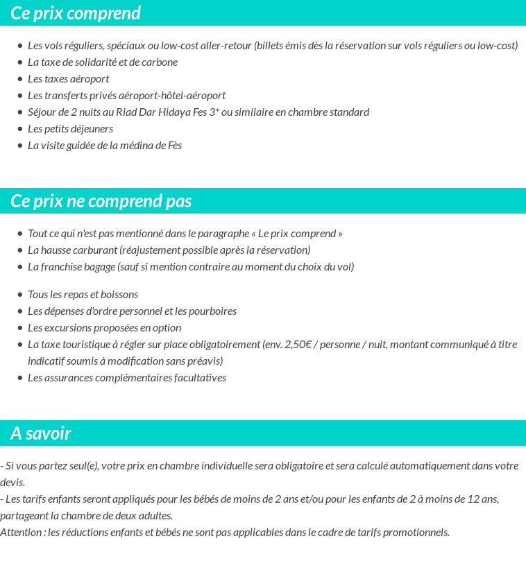 Conditions tarifaires