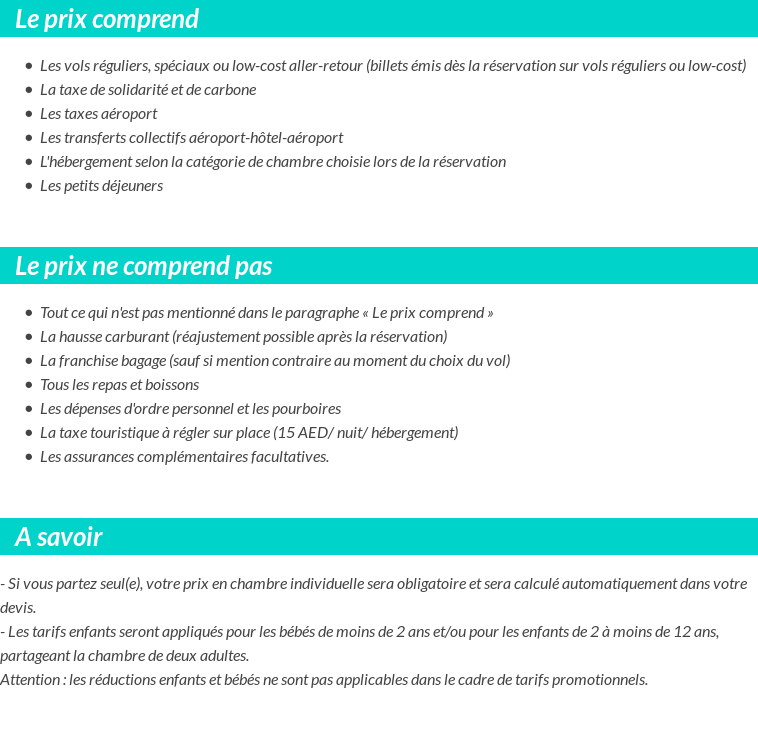 Conditions tarifaires