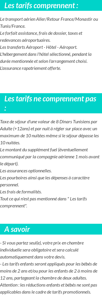 Conditions tarifaires