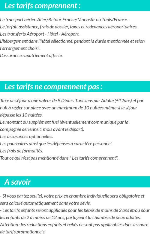 Conditions tarifaires