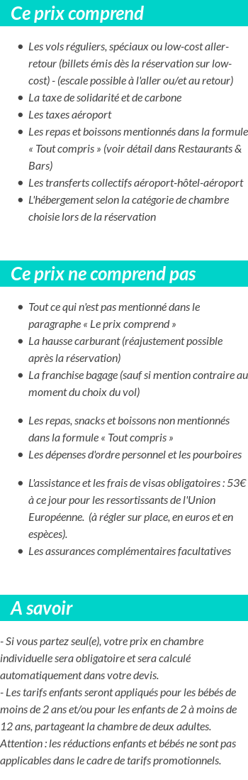 Conditions tarifaires