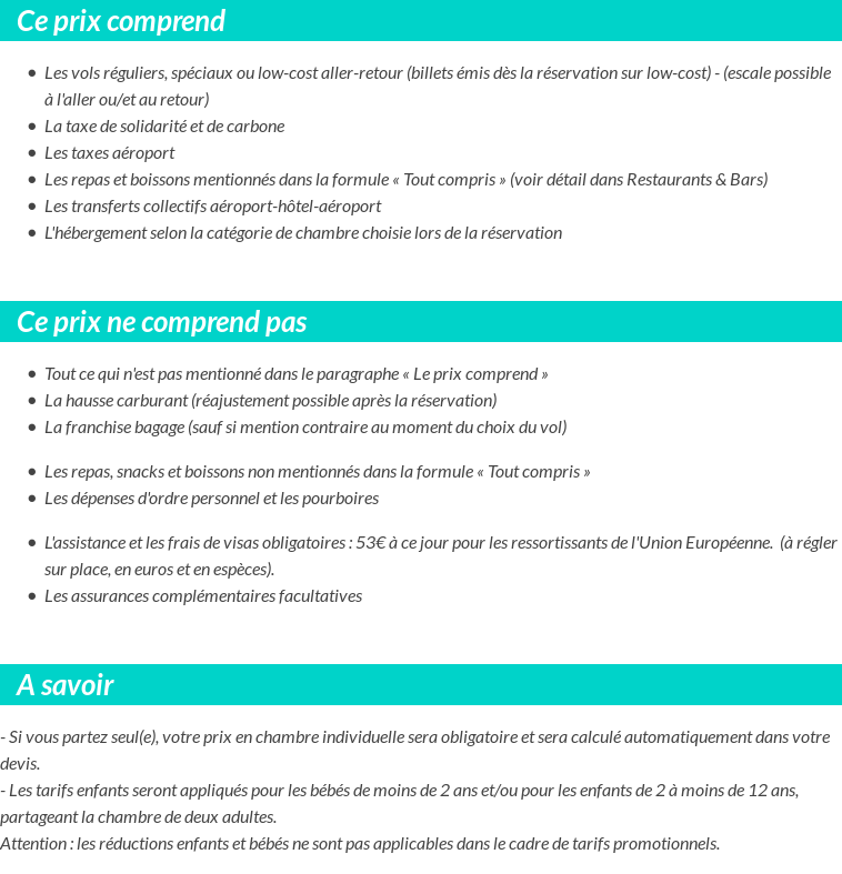Conditions tarifaires