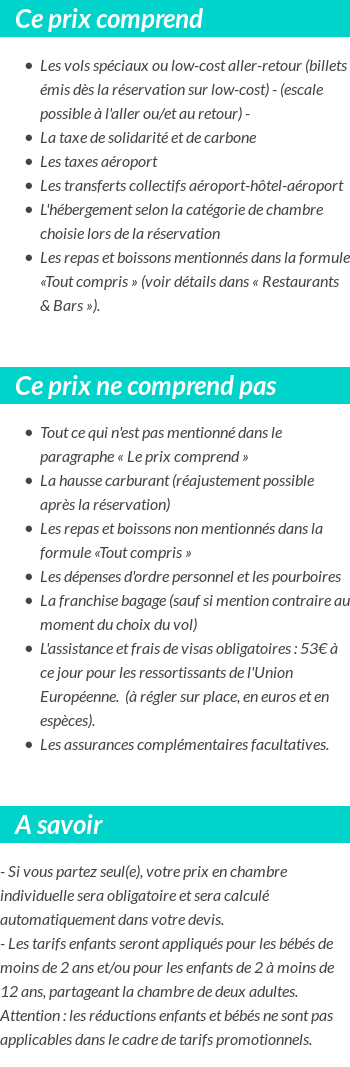 Conditions tarifaires