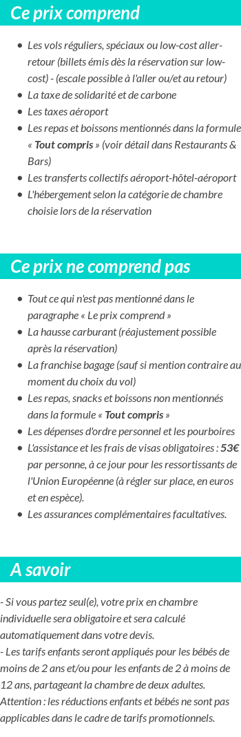 Conditions tarifaires