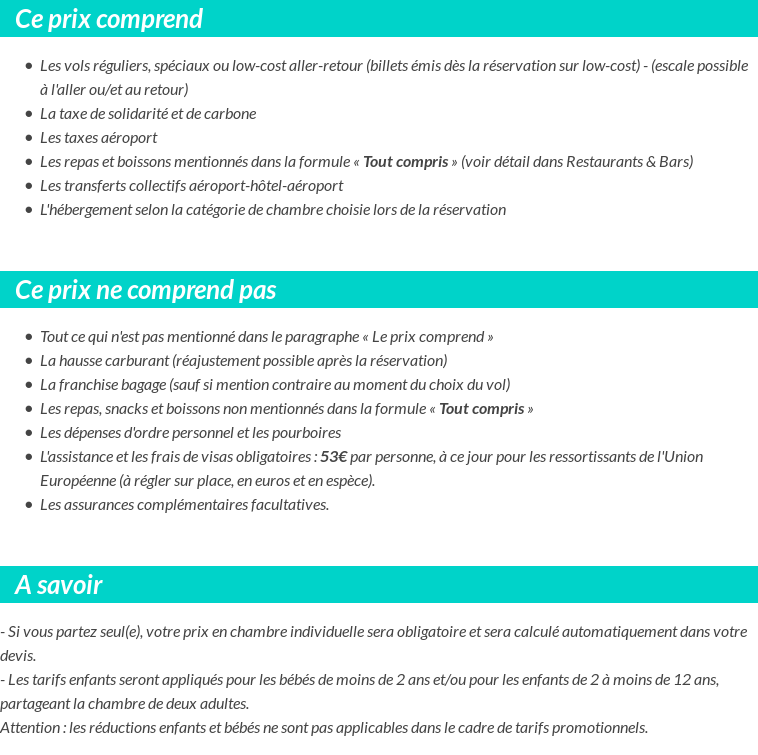 Conditions tarifaires