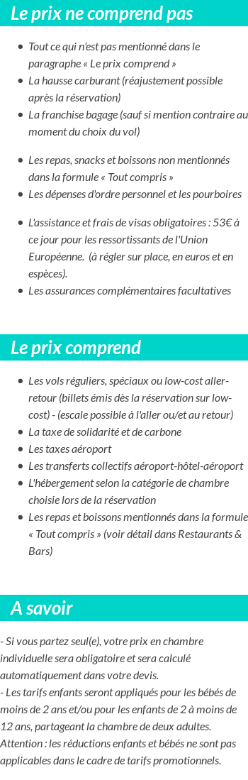 Conditions tarifaires