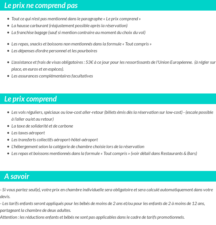 Conditions tarifaires