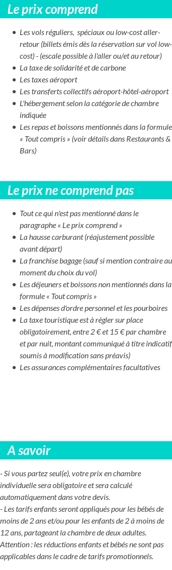 Conditions tarifaires