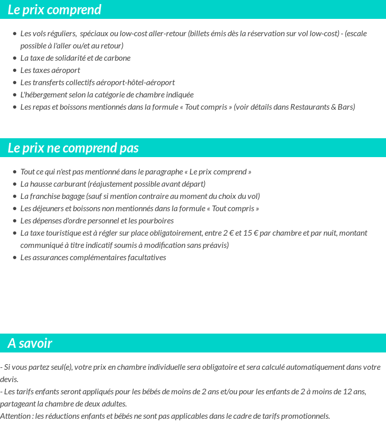 Conditions tarifaires