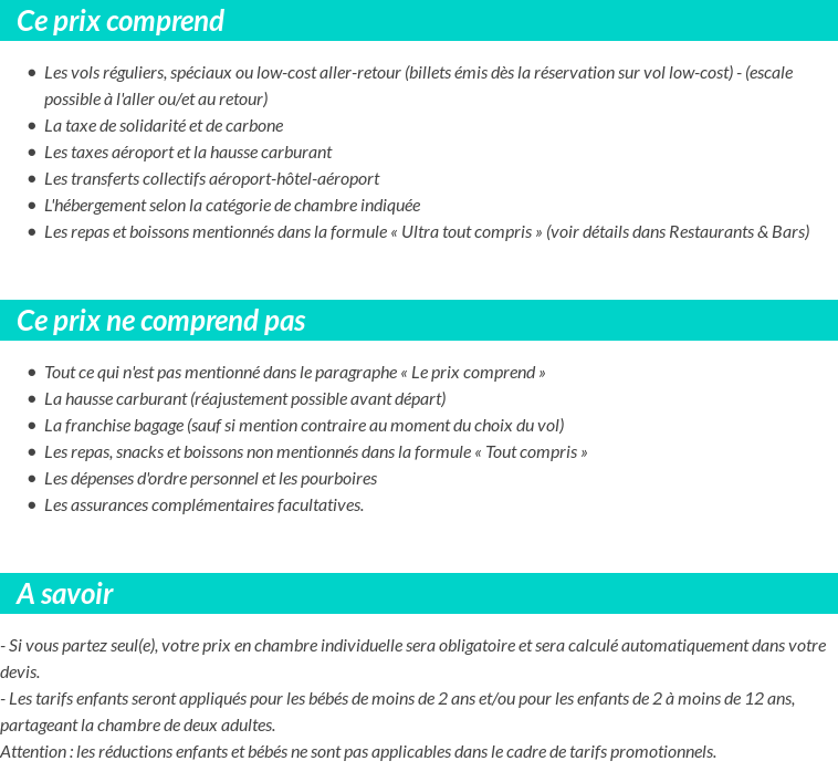 Conditions tarifaires