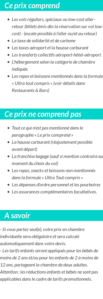 Conditions tarifaires