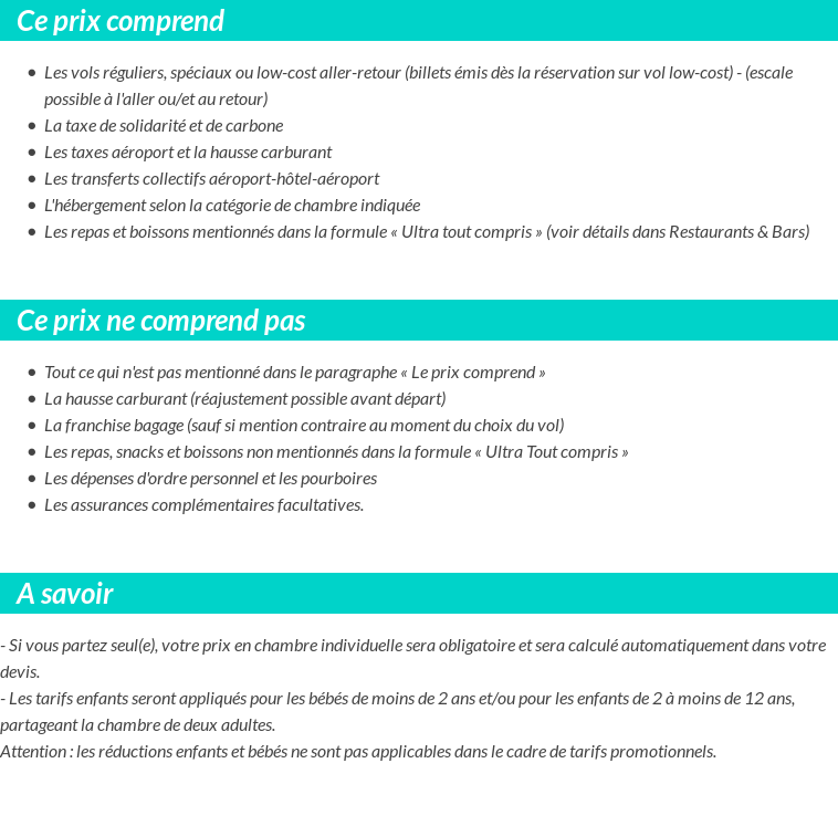 Conditions tarifaires