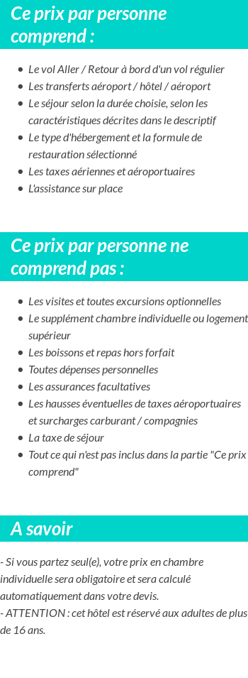 Conditions tarifaires