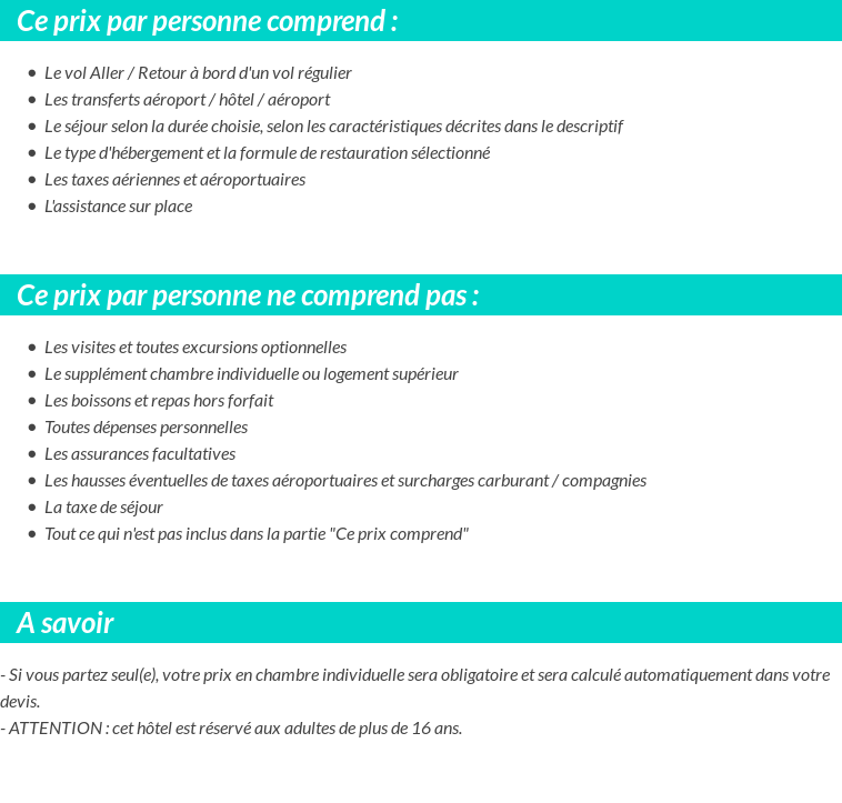 Conditions tarifaires