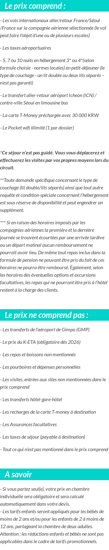 Conditions tarifaires