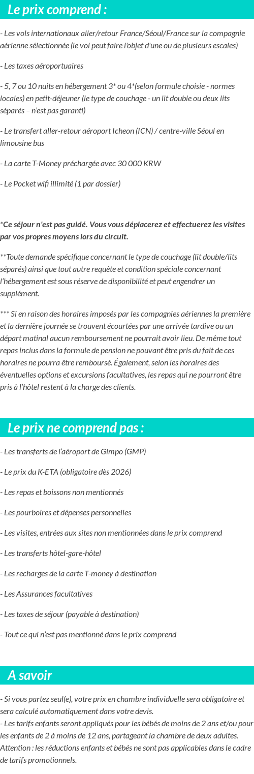 Conditions tarifaires