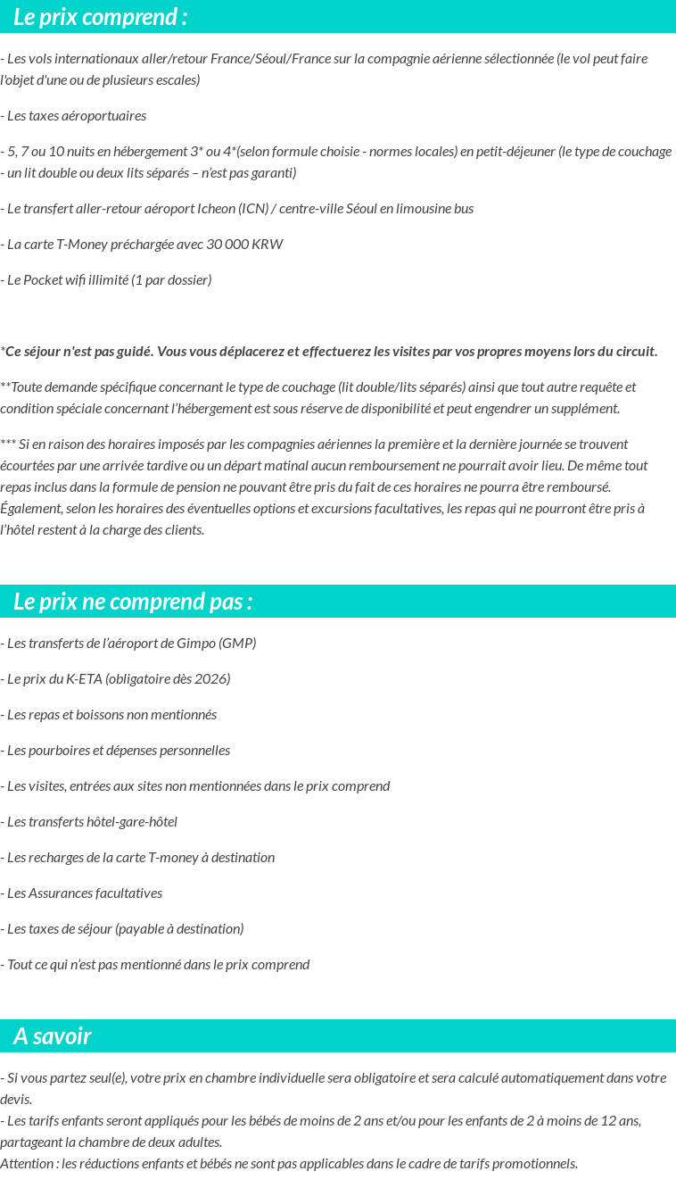 Conditions tarifaires