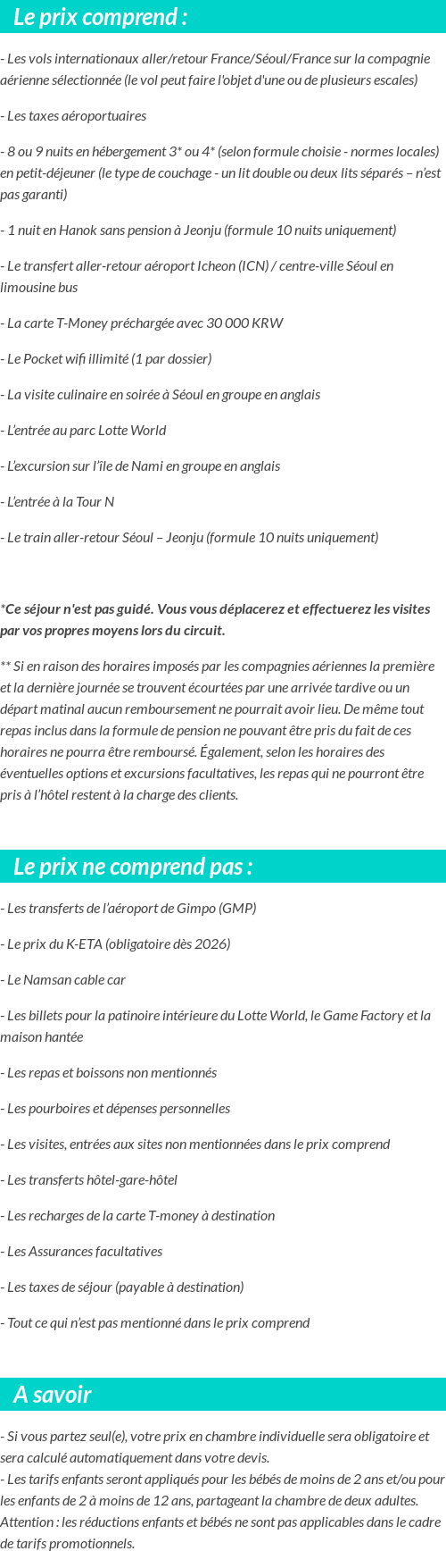 Conditions tarifaires