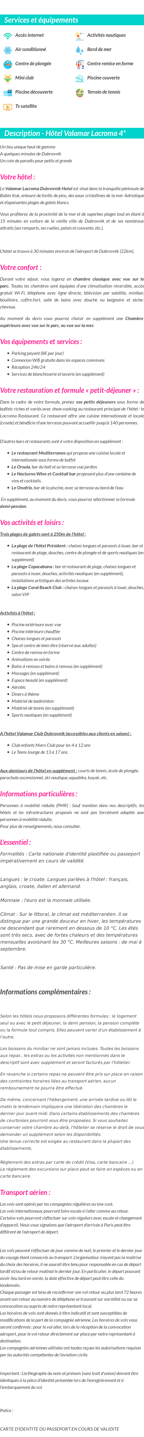 Détails du séjour