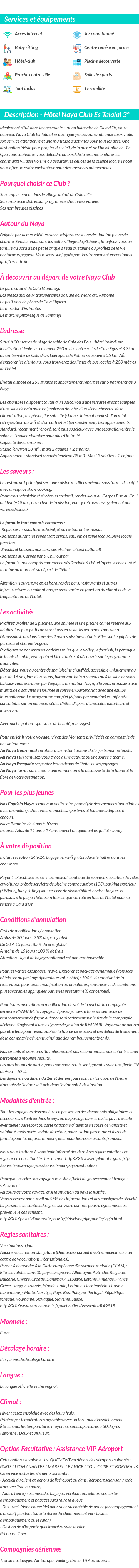 Détails du séjour