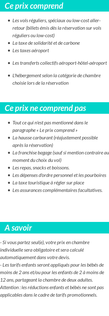 Conditions tarifaires