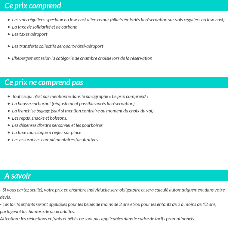 Conditions tarifaires