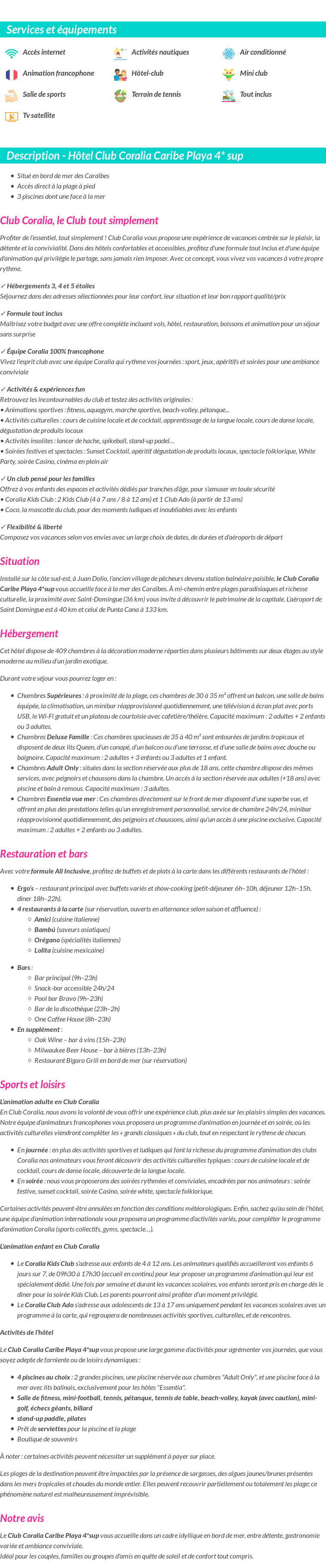 Détails du séjour