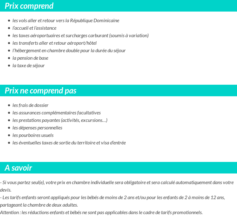 Conditions tarifaires