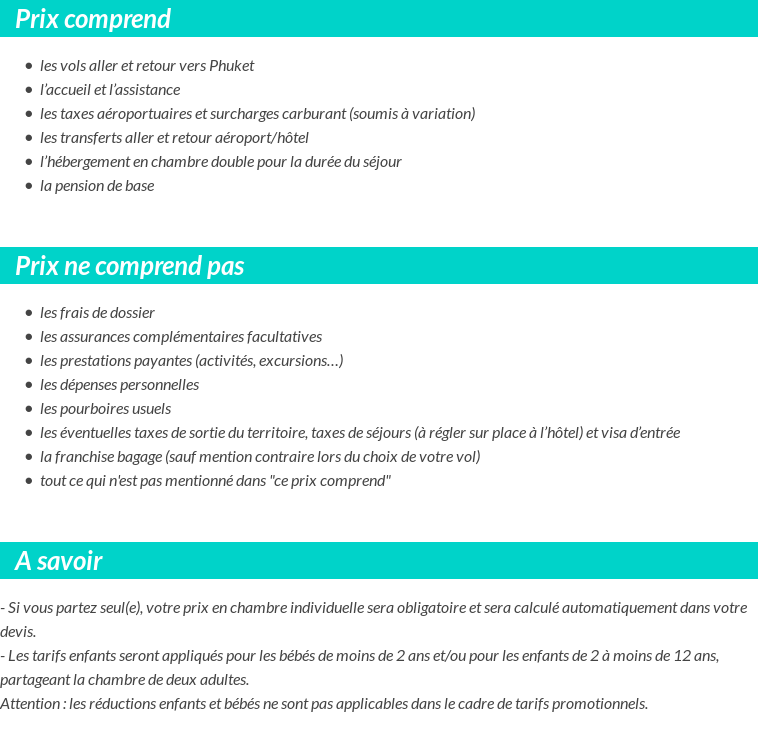 Conditions tarifaires