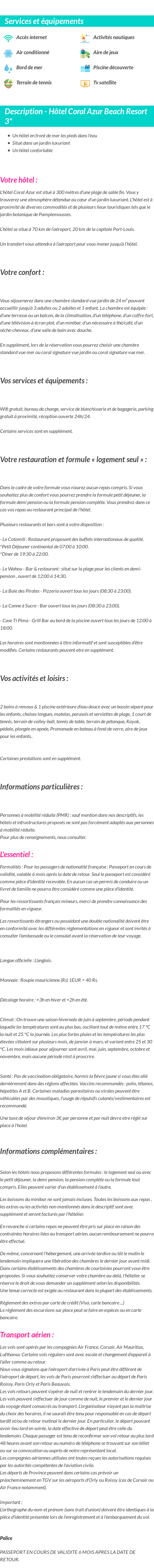 Détails du séjour