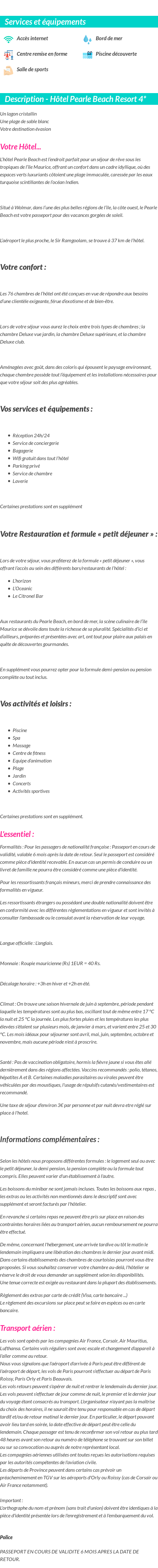 Détails du séjour