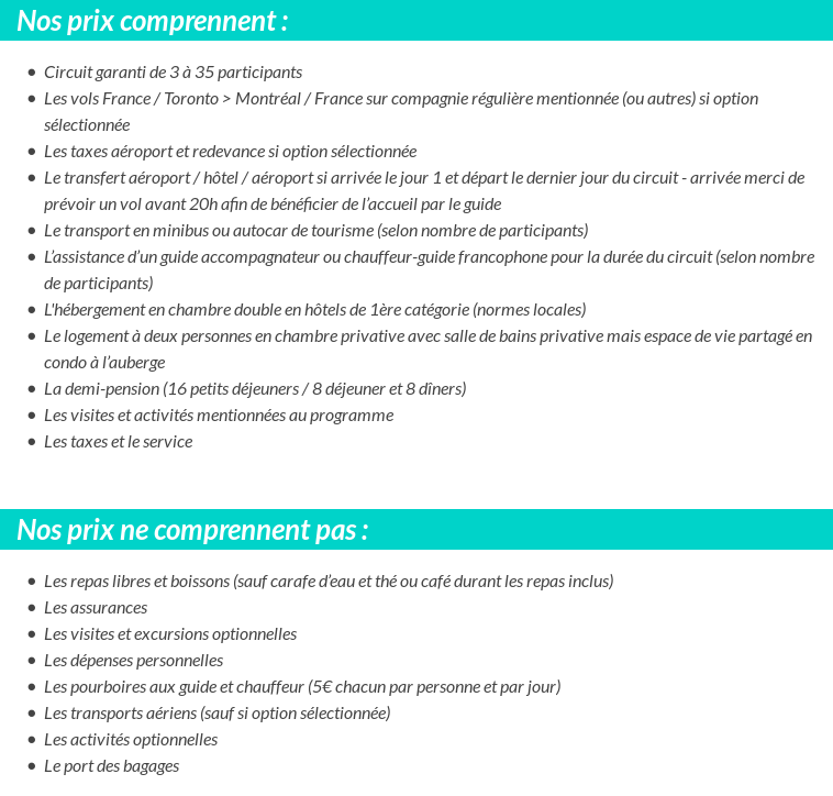 Conditions tarifaires