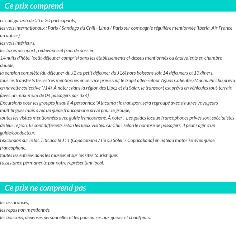 Conditions tarifaires