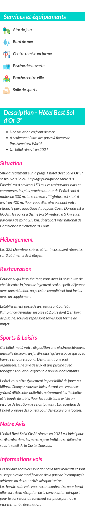 Détails du séjour