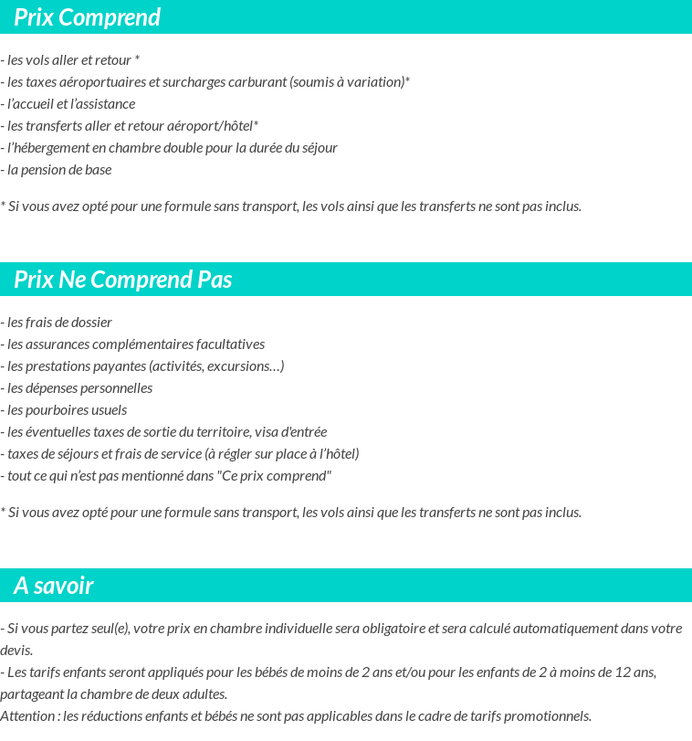 Conditions tarifaires