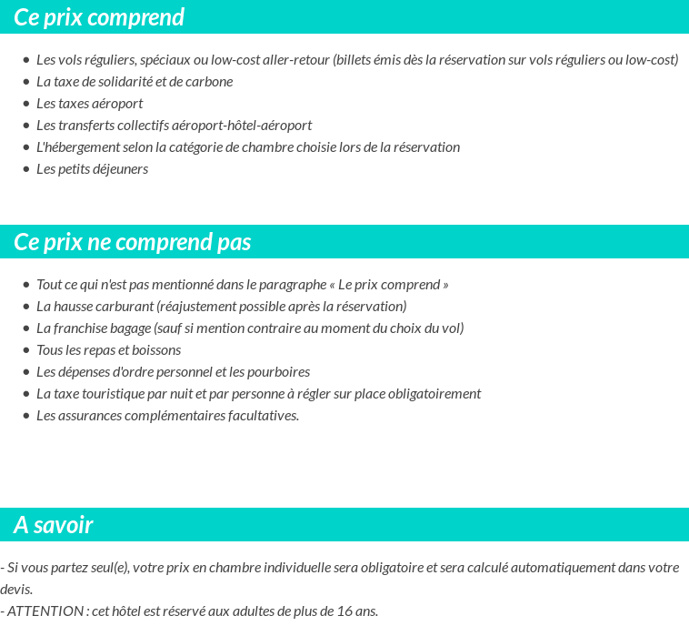 Conditions tarifaires