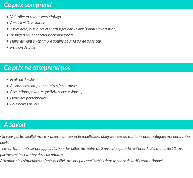 Conditions tarifaires