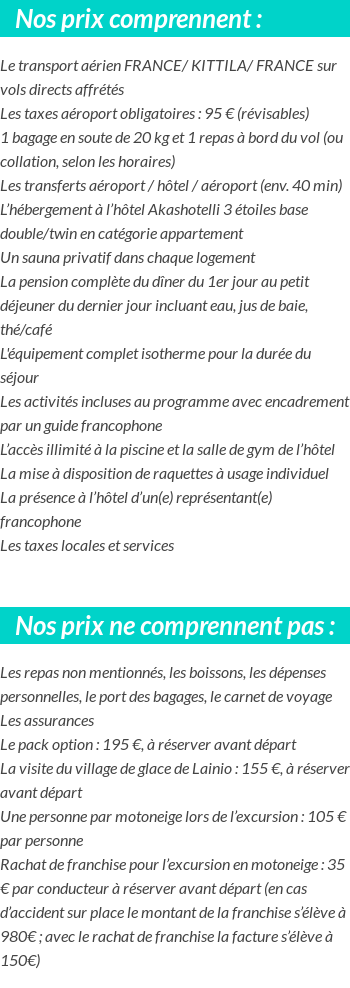 Conditions tarifaires