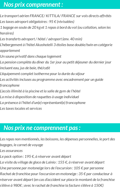 Conditions tarifaires