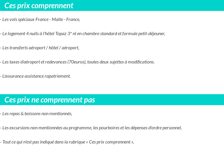 Conditions tarifaires