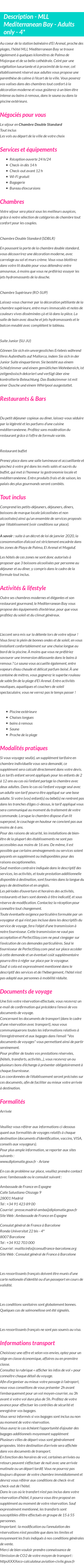 Détails du séjour