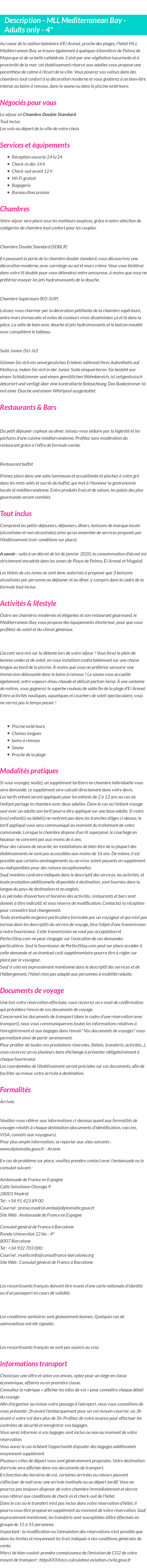Détails du séjour