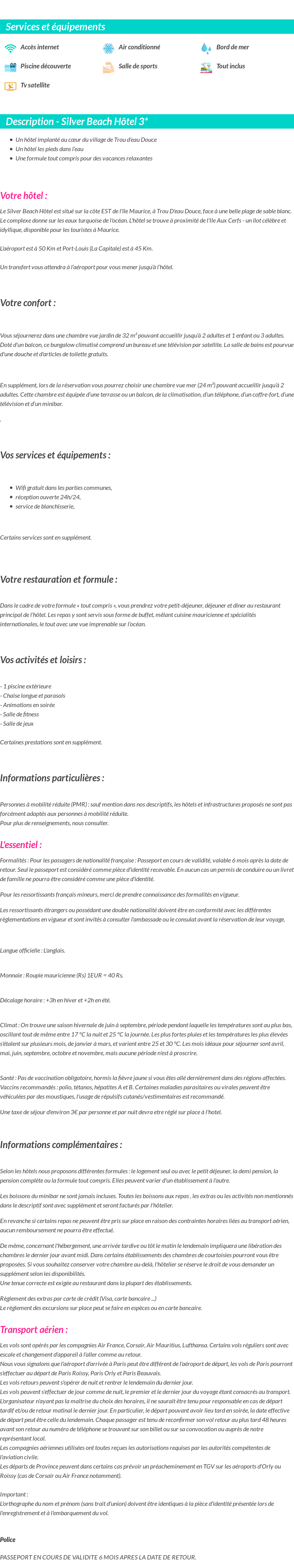 Détails du séjour